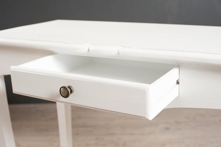 Console 1 tiroir bois peint blanc 93x40x76cm MARIE