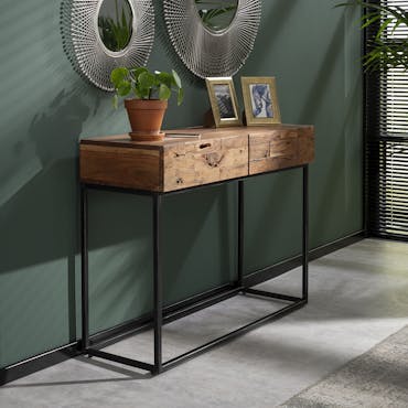  Console 2 tiroirs bois d'acacia sablé MELBOURNE