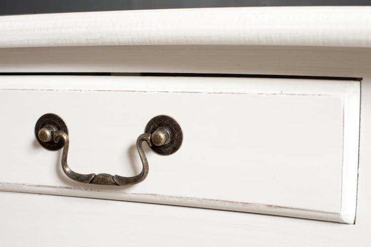Console 2 tiroirs bois peint blanc 90,5x38,5x76cm MARIE