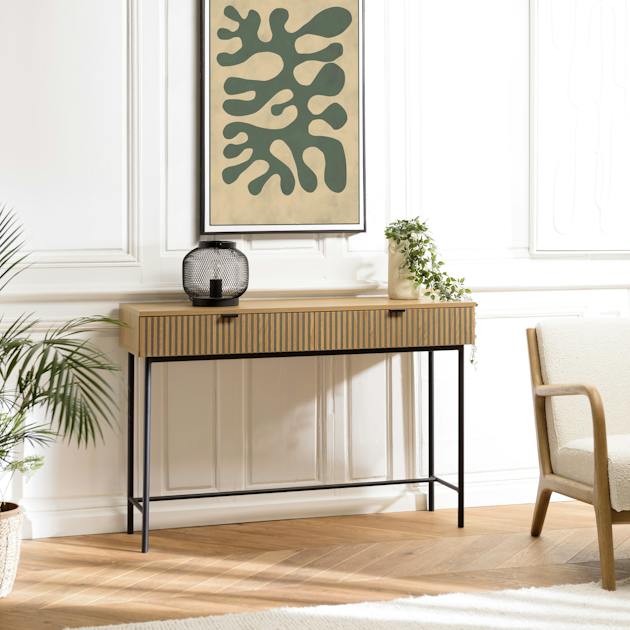 Étagère Murale Blanche Avec 2 Tiroirs – Rangement Gain De Place Pour Entrée, Chambre Ou Salle De Bain, 100x32,5x22 Cm