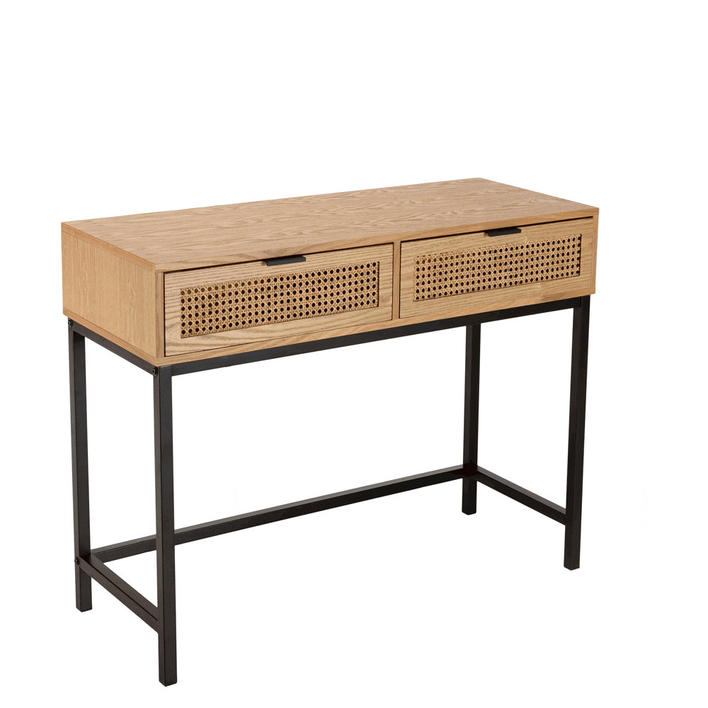 Console 2 Tiroirs En Cannage Rotin Naturel PALMA Consoles Pier Import