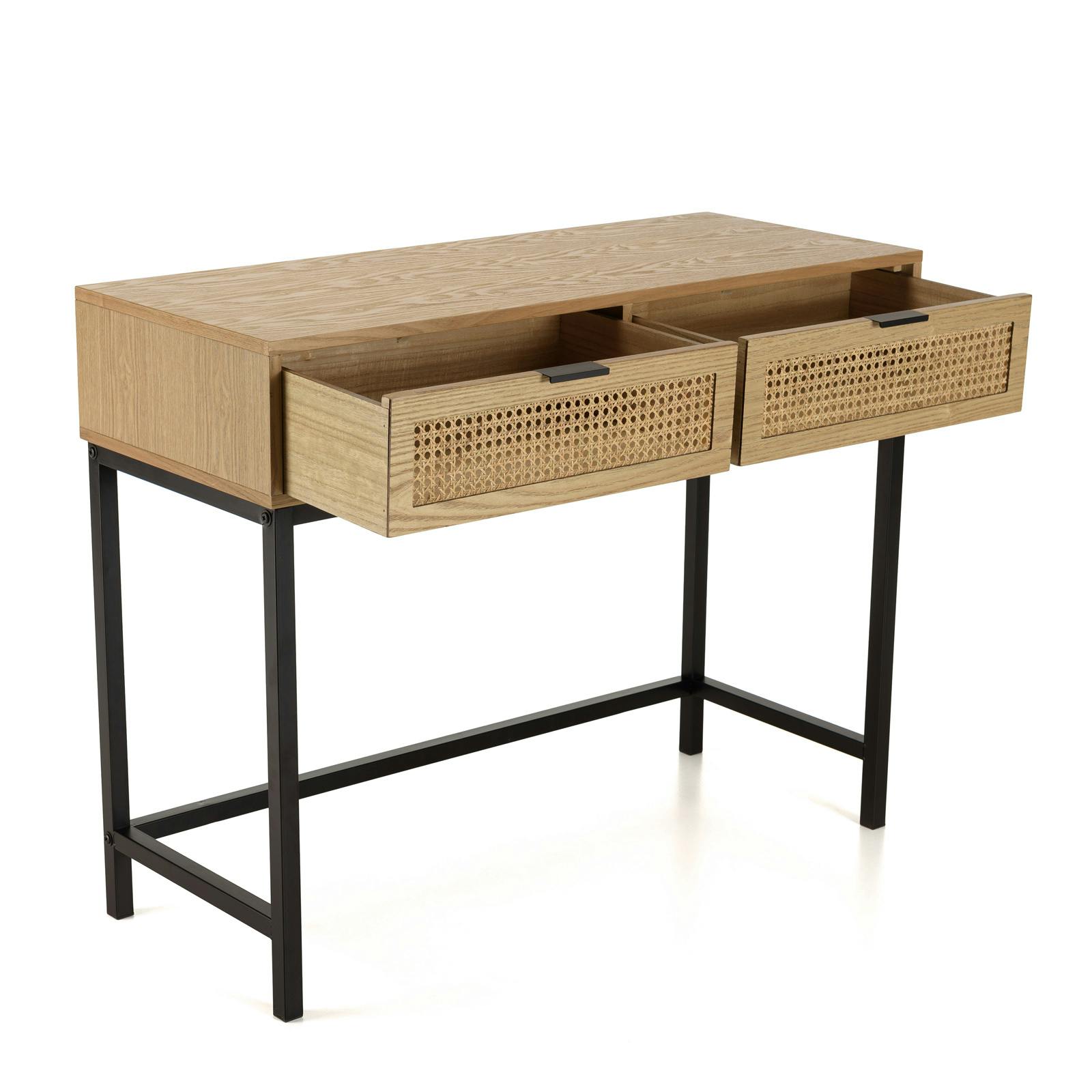 Console 2 tiroirs en cannage rotin naturel PALMA | Consoles | Pier Import