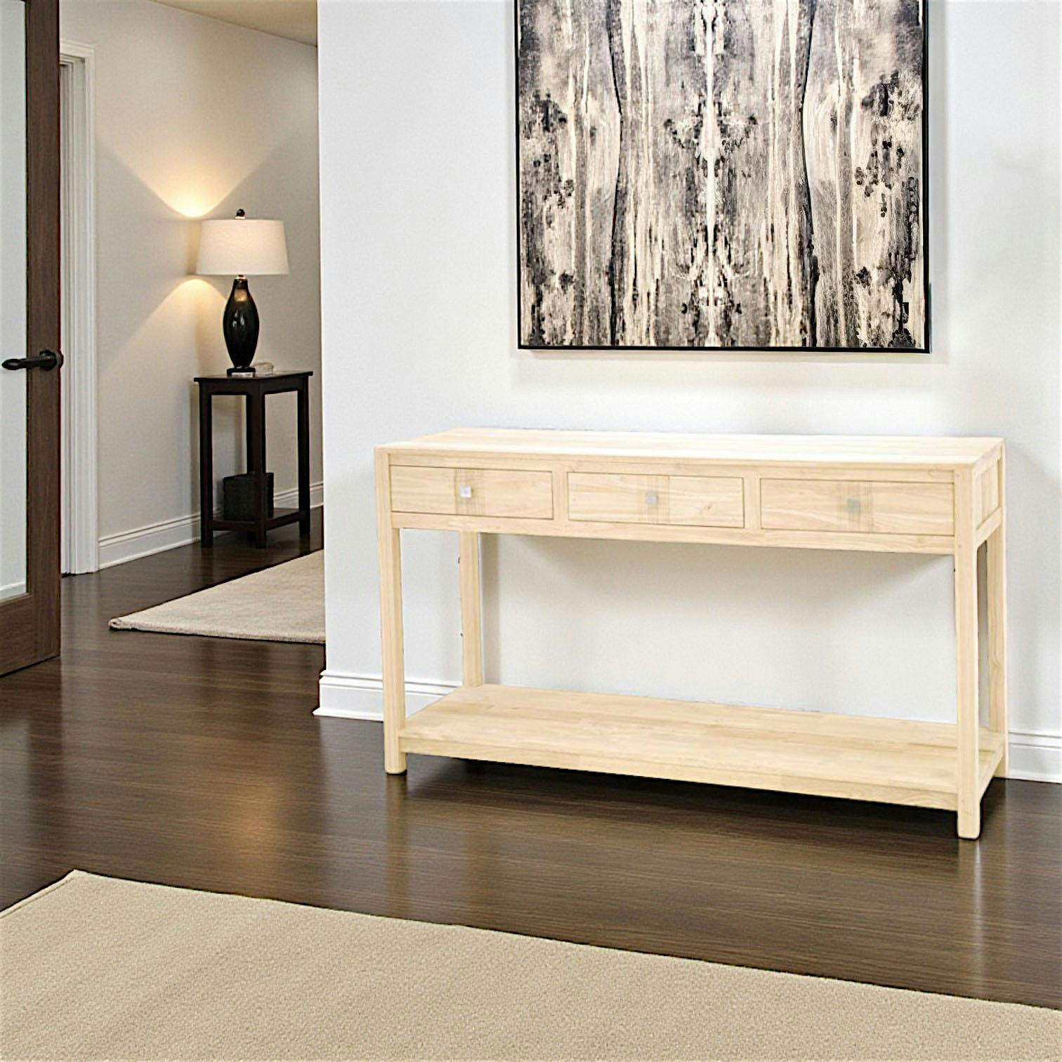 Console 3 tiroirs double plateau hévéa 150cm GALA