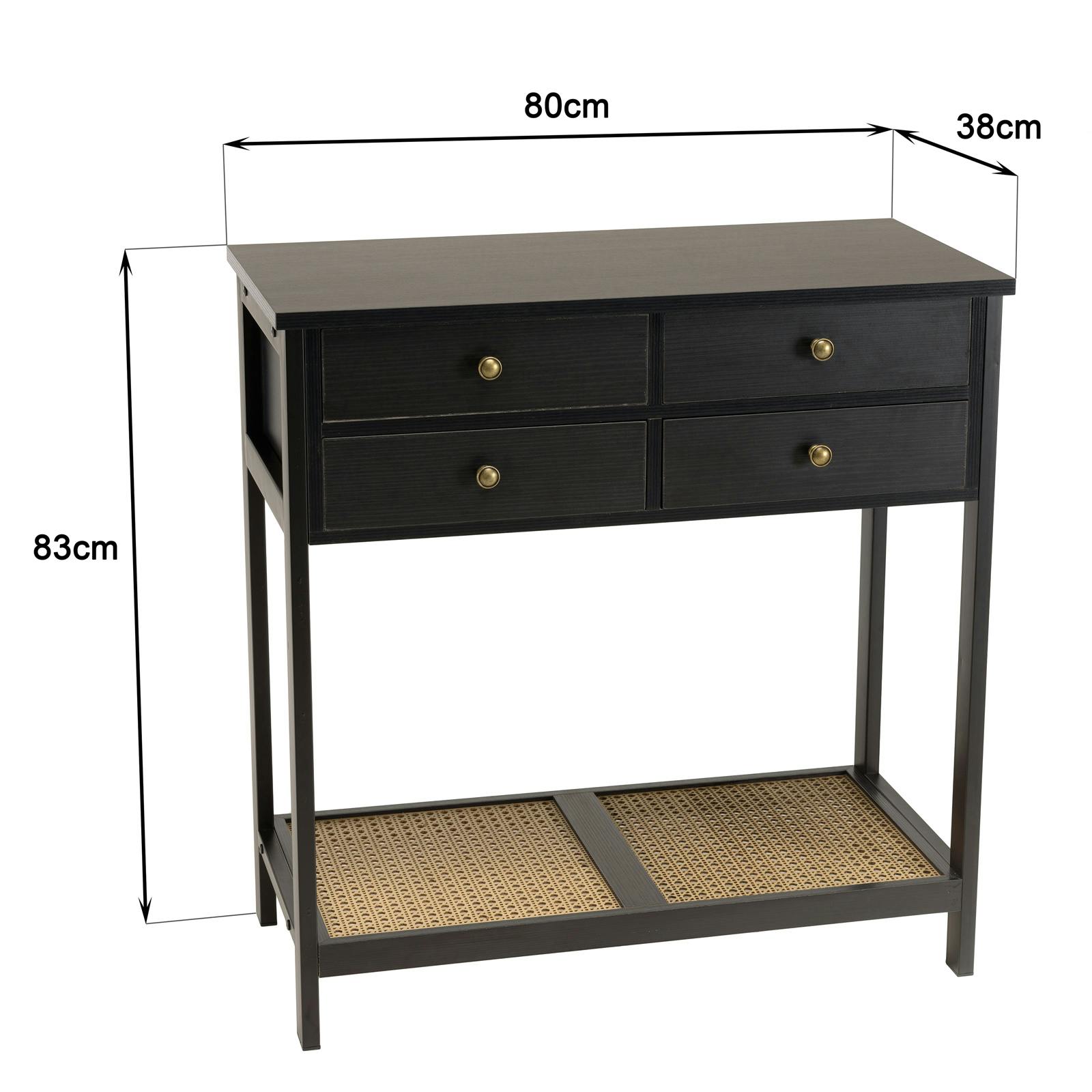 Console 4 tiroirs en bois noir 80 cm ALCUDIA | Consoles | Pier Import