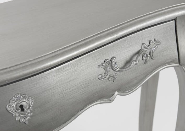 Console à tiroir baroque argentée Louis XV 80 cm MURANO L80xP25xH80 AMADEUS