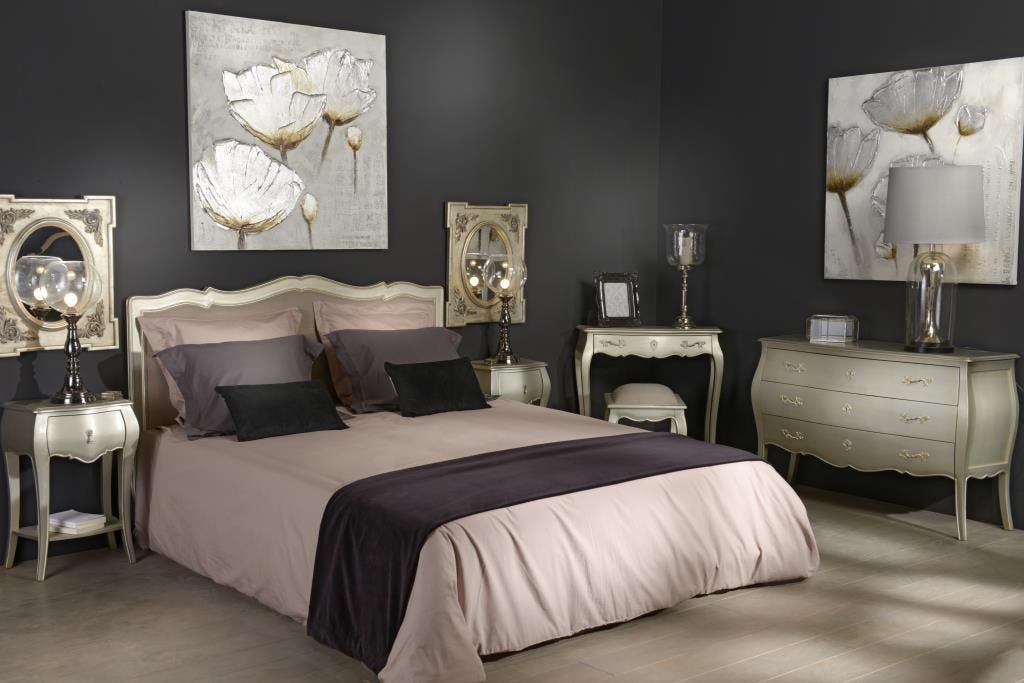 Console baroque argent antique 110 cm en bois avec tiroir MURANO L 110 x P 30 x  H 90 AMADEUS