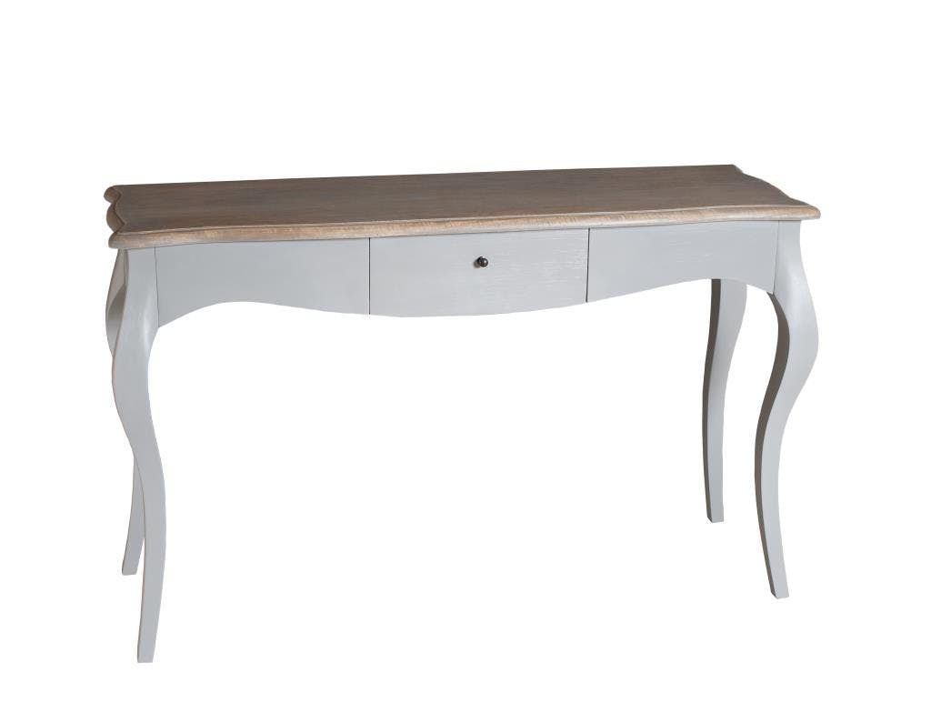 Console Baroque tiroir Gris bleuté Manguier 131x41x81cm ODYSSÉE