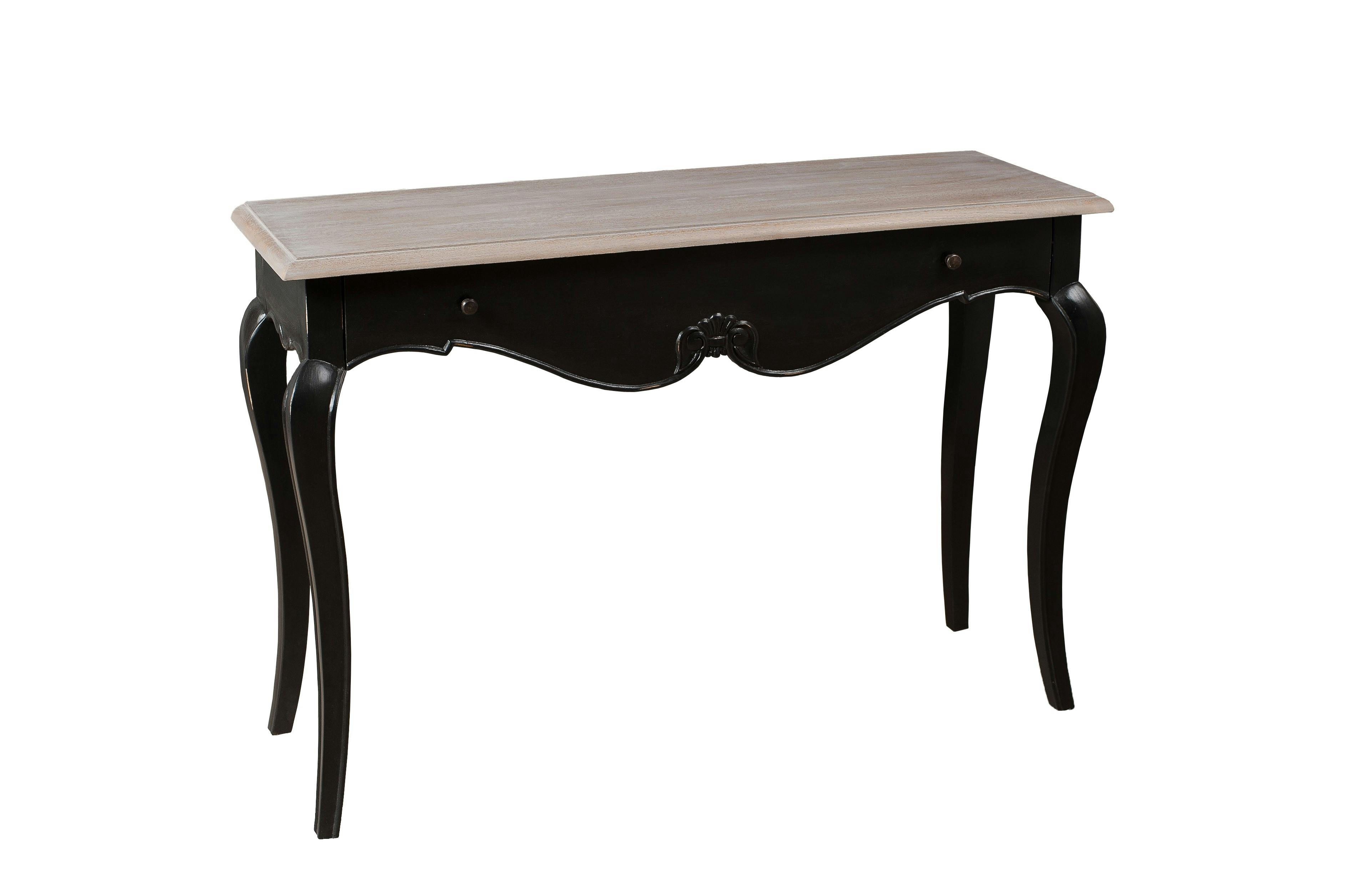 Console Baroque tiroir Noir Manguier 110x36x76cm ODYSSÉE