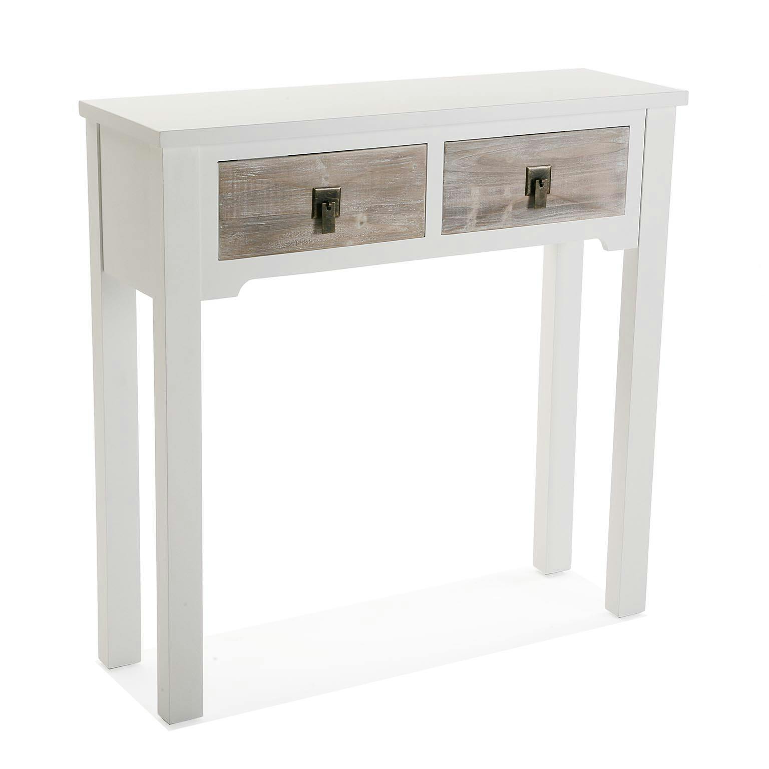 Console blanche 2 tiroirs effet lasuré PORNIC