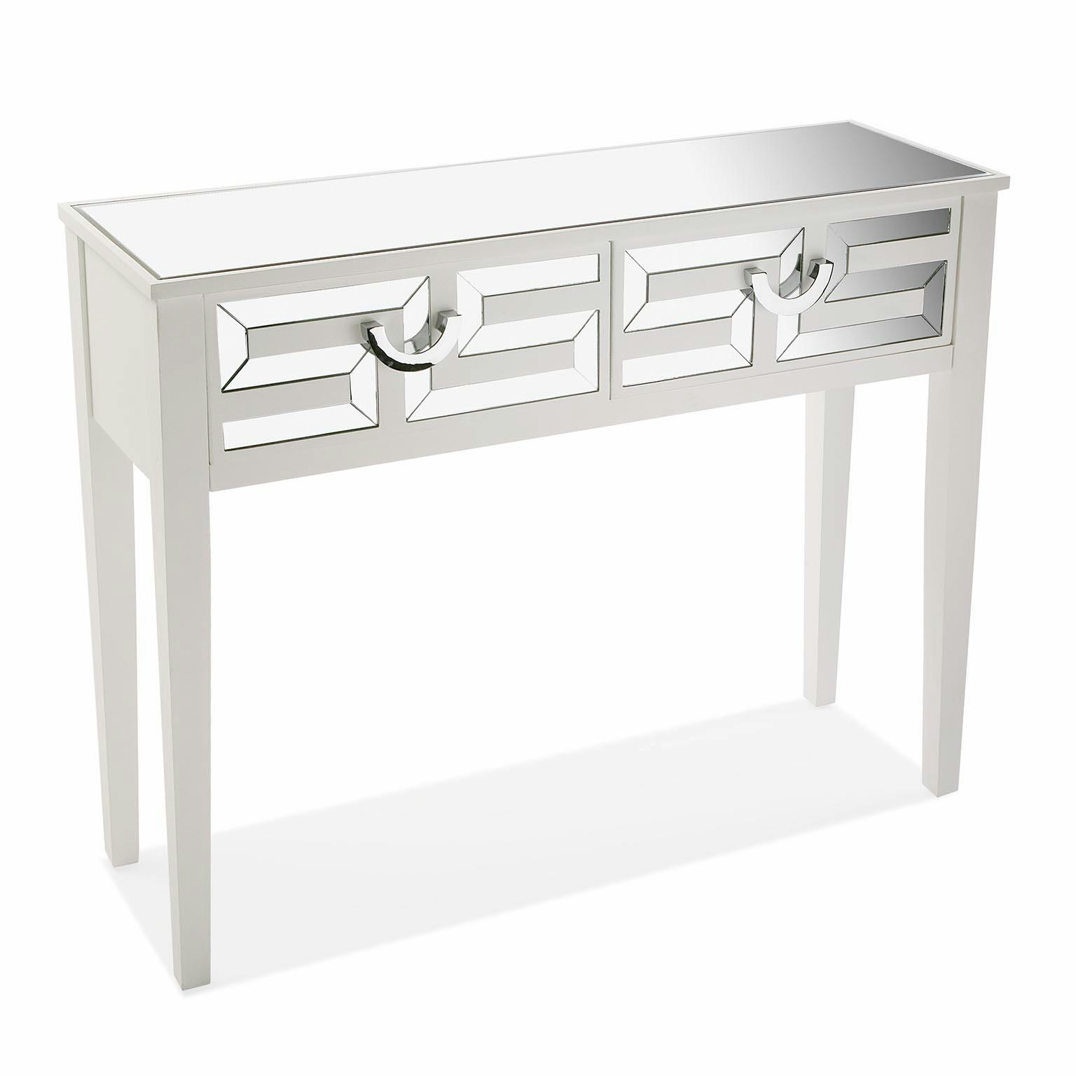 Console blanche 2 tiroirs miroir ART DECO