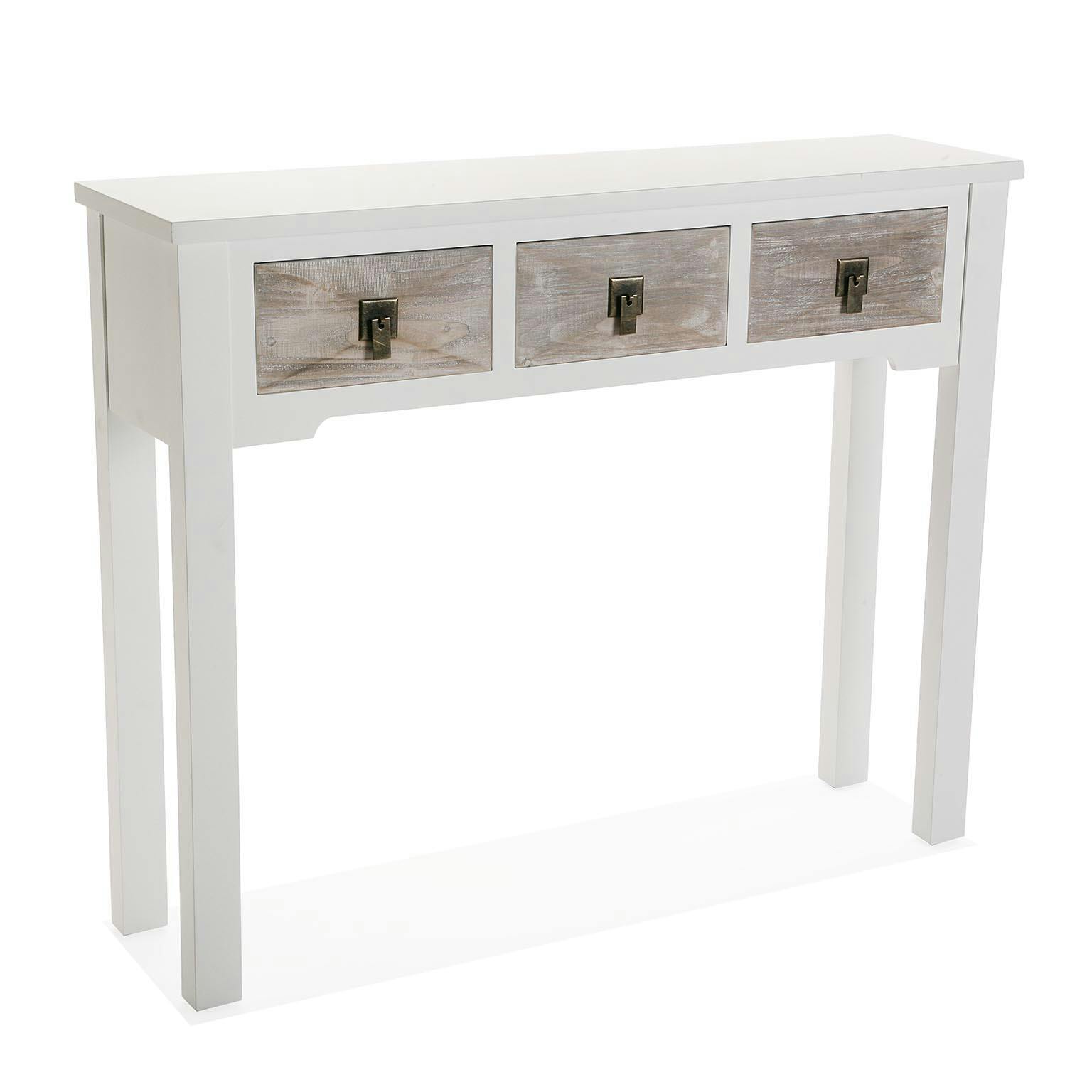 Console blanche 3 tiroirs effet lasuré PORNIC