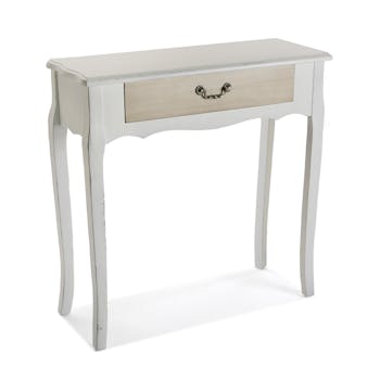Console blanche et bois naturel VIENNE