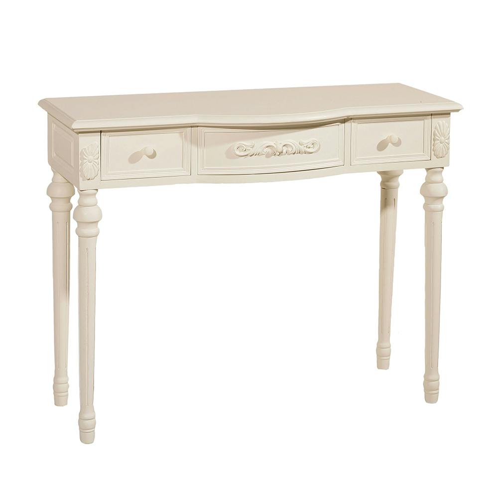 Console blanche romantique avec tiroirs 98cm LISE