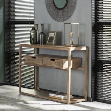 Console bois contemporaine 2 tiroirs suspendus DELHI