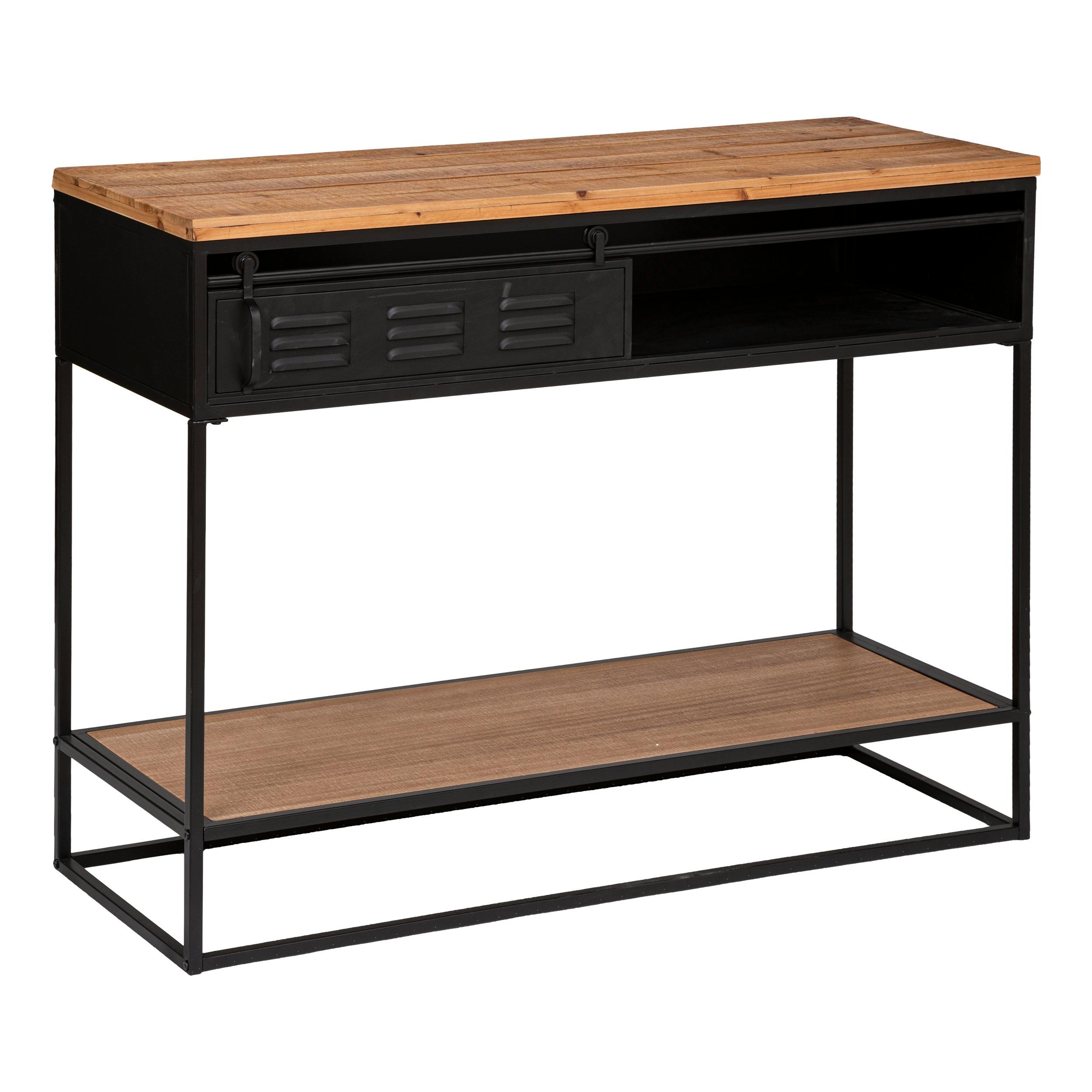Console bois et métal 1 tiroir ATELIER