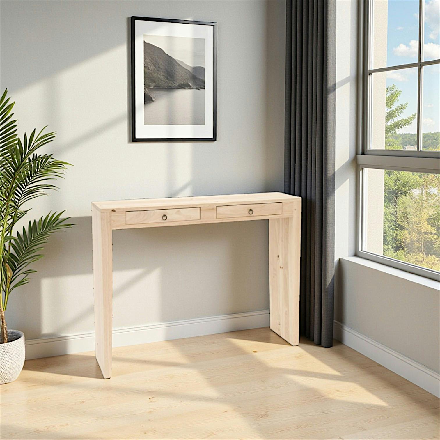 Console bois massif 2 tiroirs MAORI