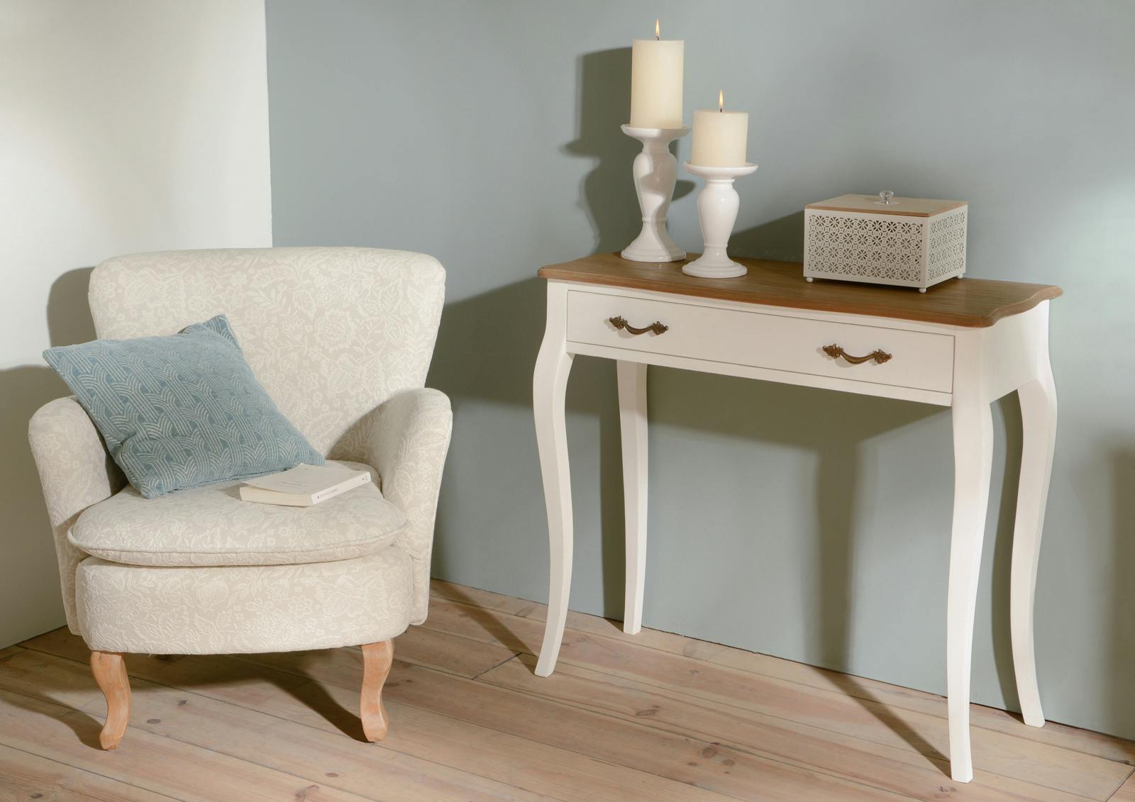 Console bois massif blanc 1 tiroir PRAGUE ref. 30020693