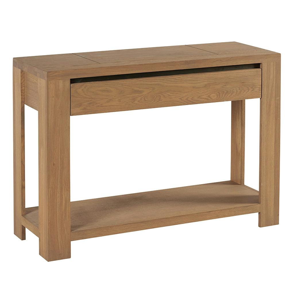 Console Chêne ciré et métal patiné 1 tiroir 110x40x78cm DARIO