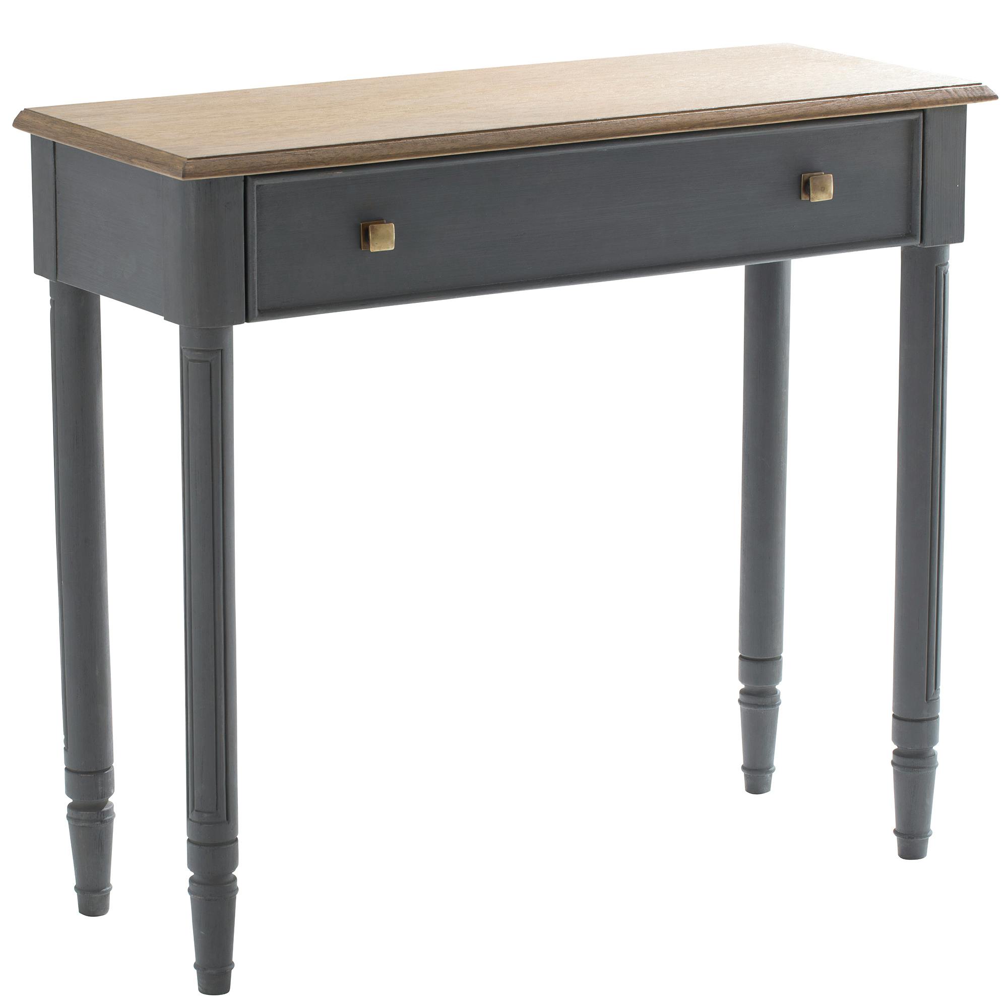 Console chêne grisé 1 tiroir LEON 90cm AMADEUS