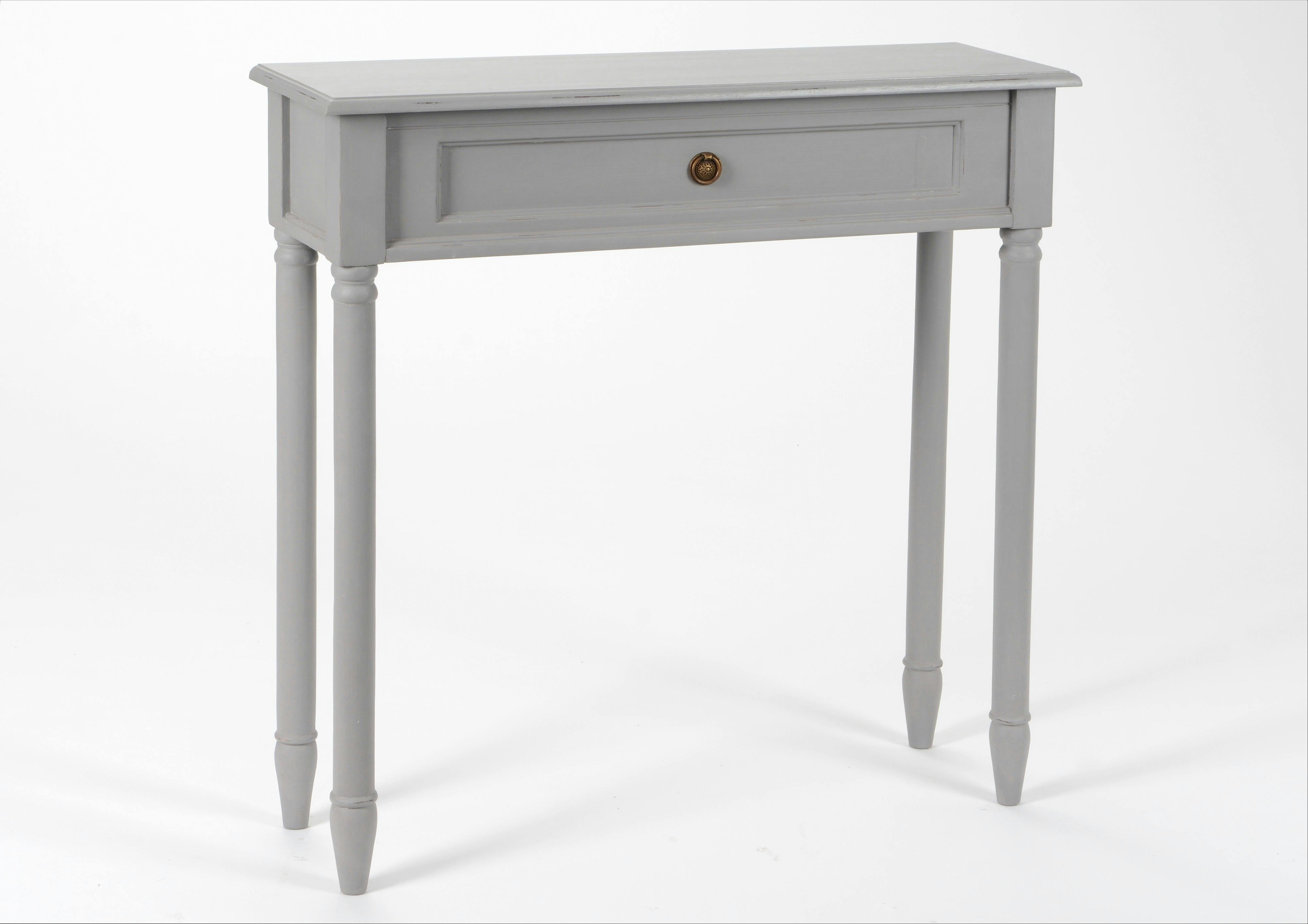 Console chic en bois patiné gris BRICE L80 X P25 X H80cm AMADEUS
