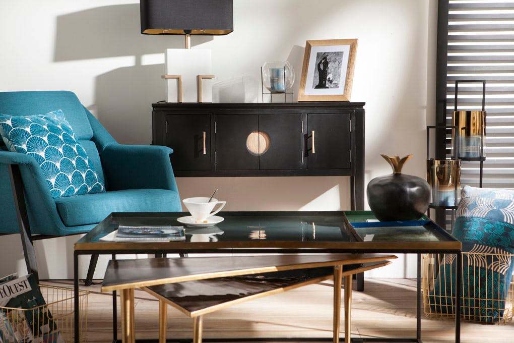 Console Chinoise noire 4 portes 95x30x85cm