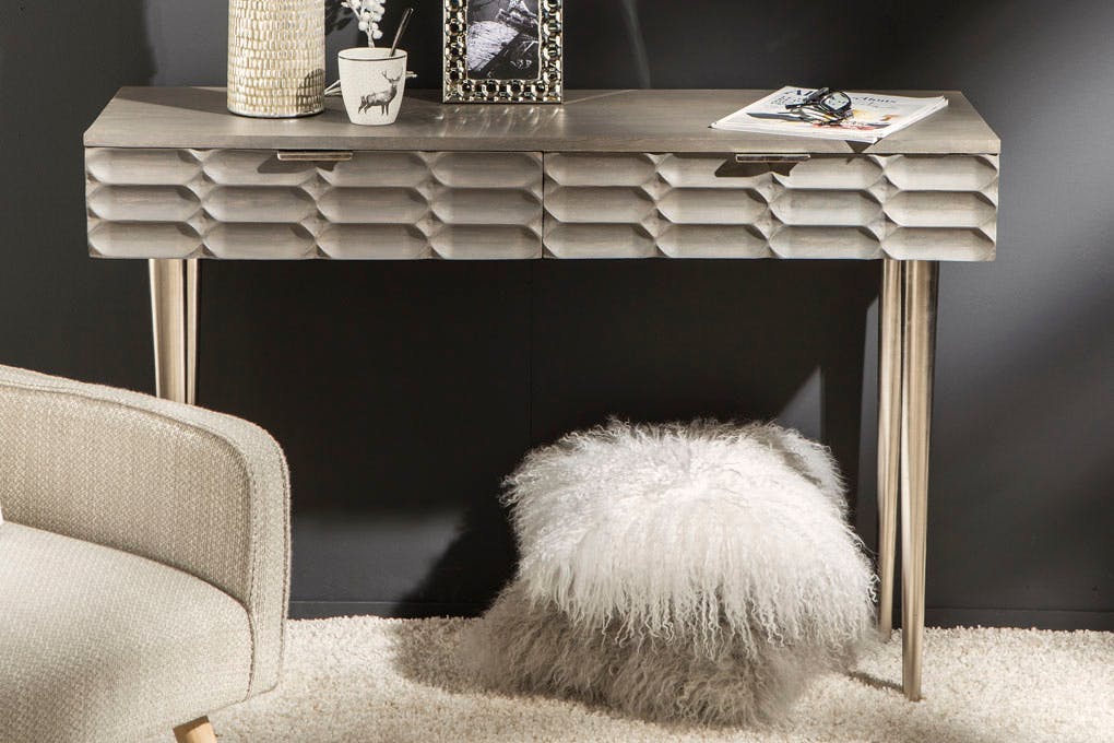 Console contemporaine décor relief manguier 110 cm