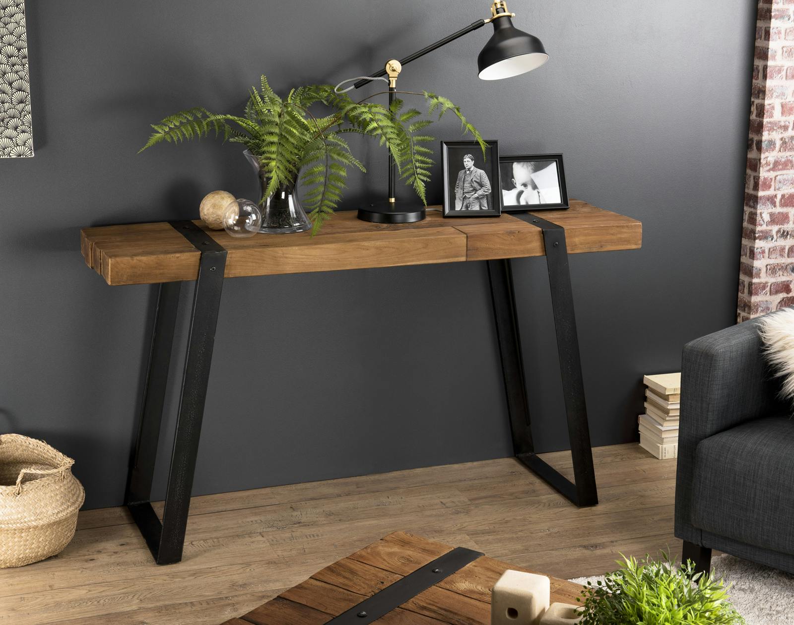 Console de salon teck recyclé SWING