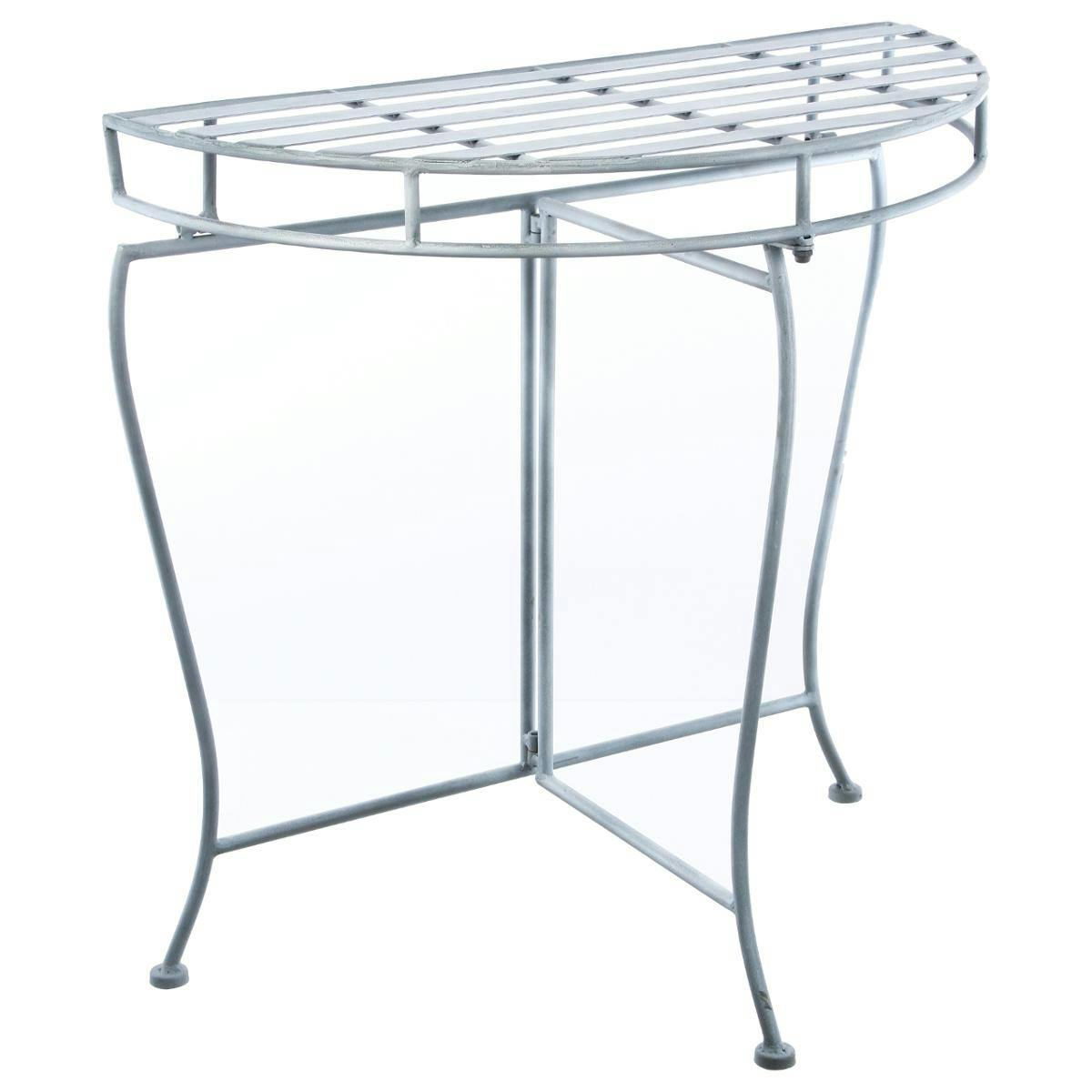 Console demi-lune en métal gris 75x38x72cm