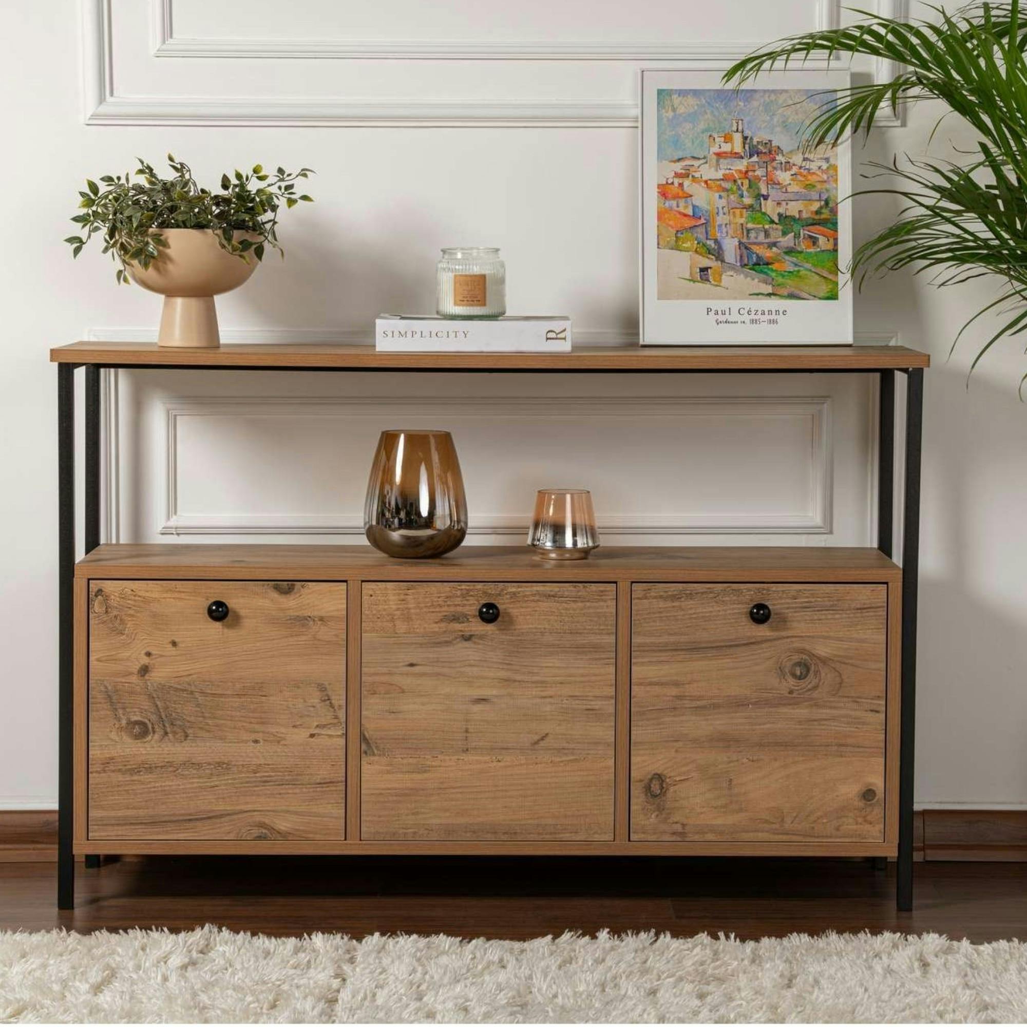 Console d'entrée avec rangement - 3 niches JENA