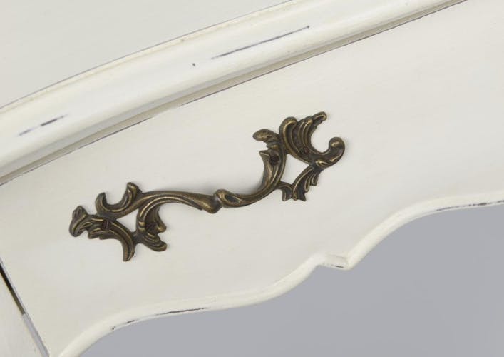 Console d'entrée blanc cassé patiné baroque 1 tiroir bois MURANO L110x P30x H90 AMADEUS