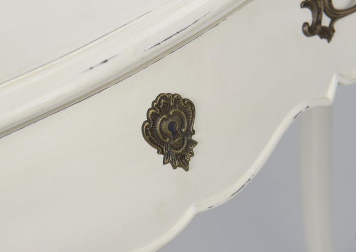 Console d'entrée blanc cassé patiné baroque 1 tiroir bois MURANO L110x P30x H90 AMADEUS