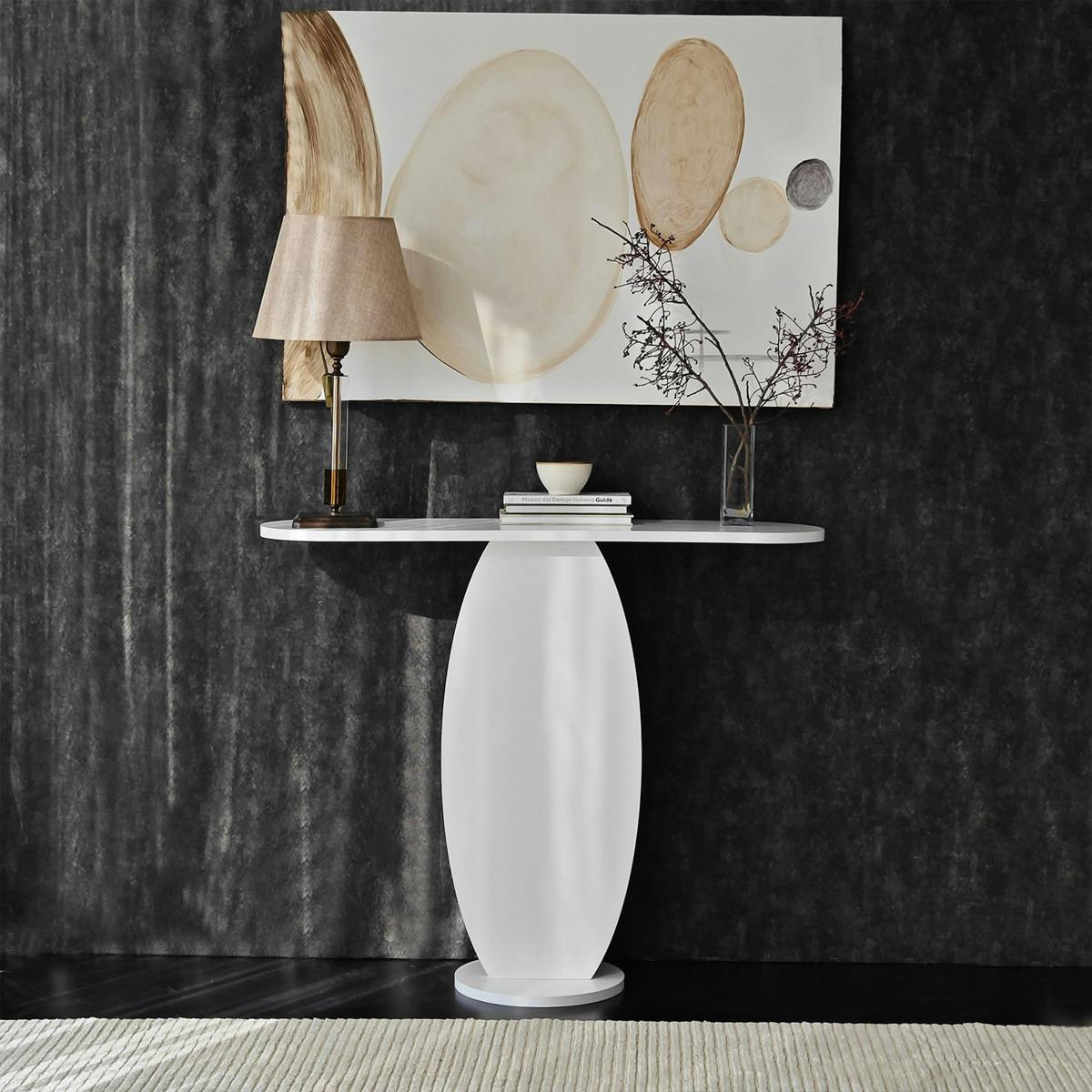 Console d'entrée blanche design organique 100 cm MARFA