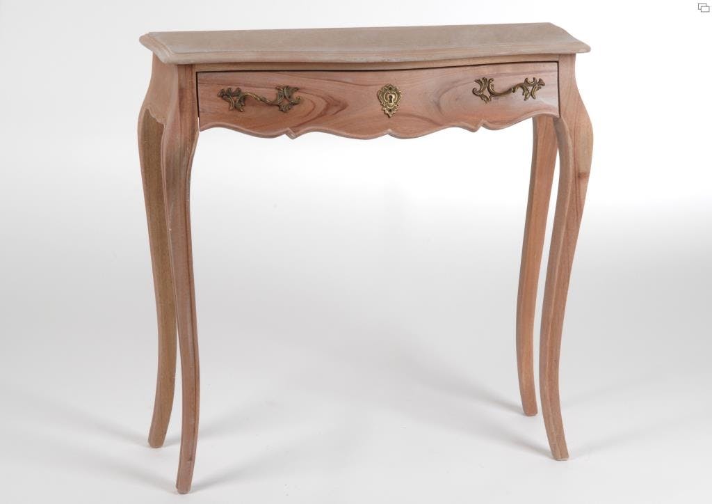 Console d'entrée bois brut baroque à tiroir 80 cm MURANO L 80 x P 25 x  H 80 AMADEUS