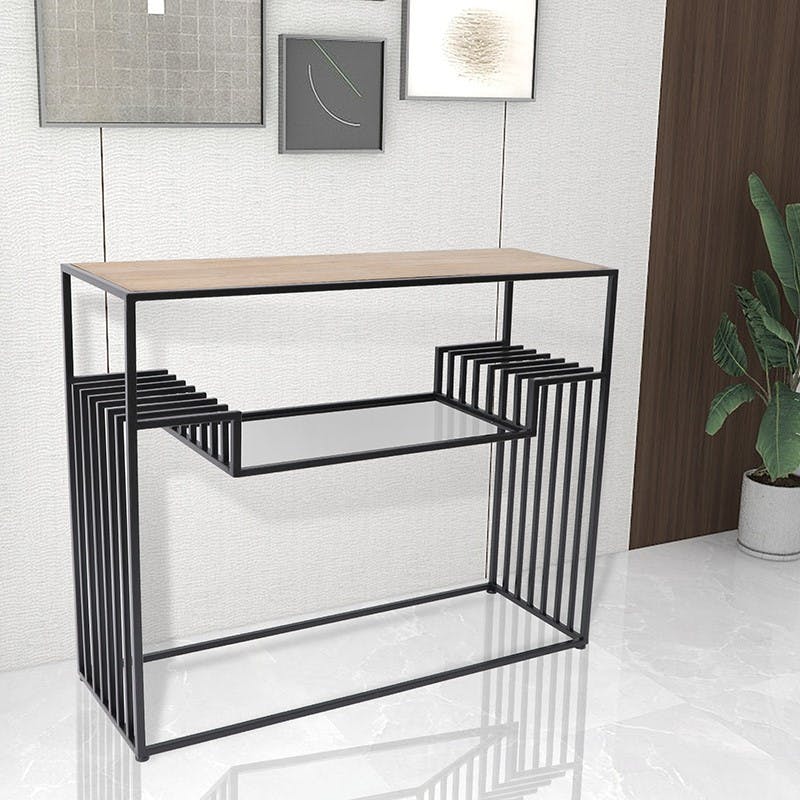 Console d'entrée design métal, bois et verre ATELIER