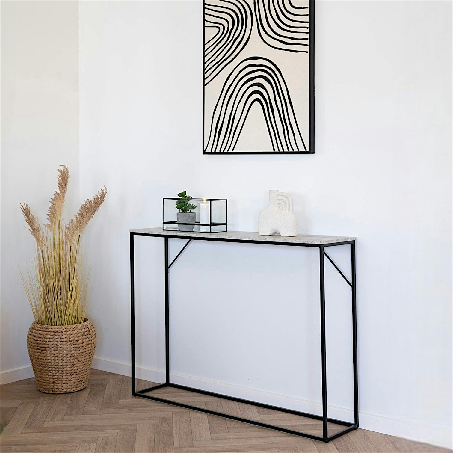 Console d'entrée effet travertin VARDE