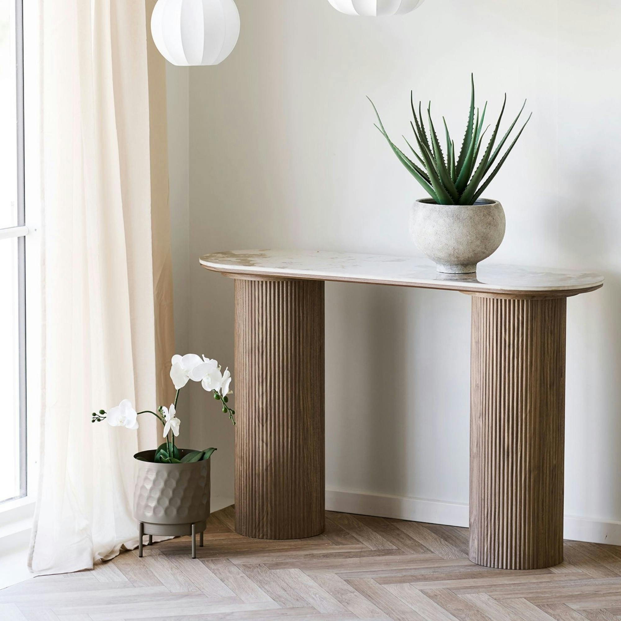 Console d'entrée en céramique effet marbre PRATO