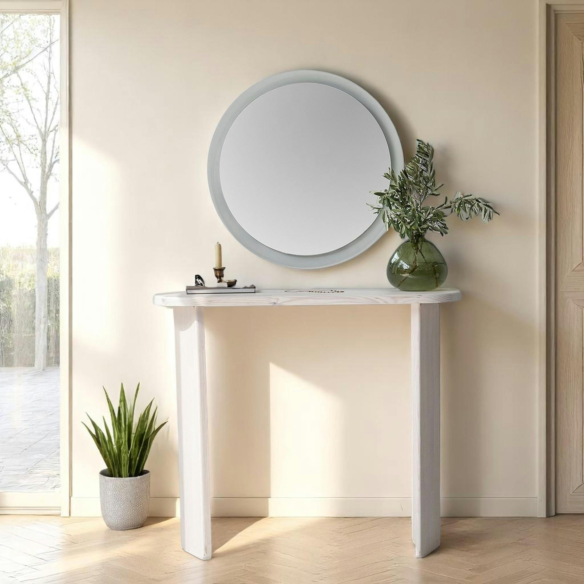 Console d'entrée moderne en bois blanc SITIA