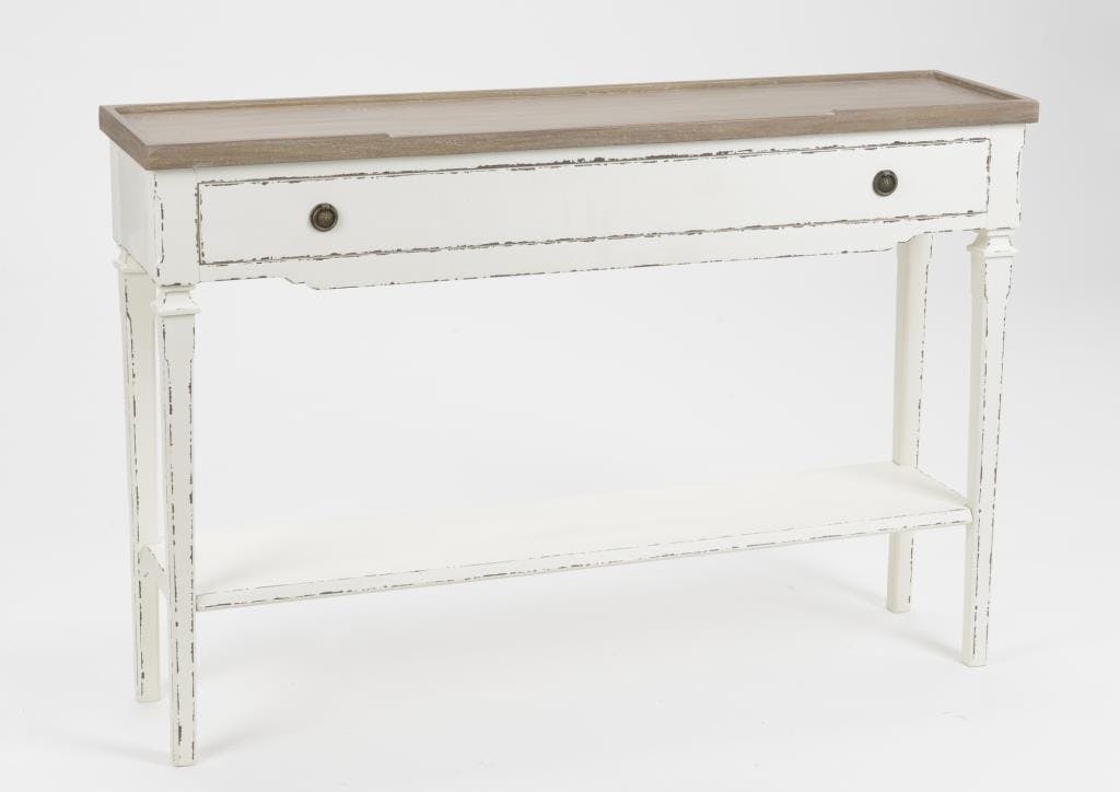 Console directoire bois vieilli blanc 120 cm GUSTAVE L 120 x P 30 x  H 80 AMADEUS