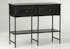 Console double en bois noir, 2 tiroirs et double plateaux 110x40x90cm ACADEMIE