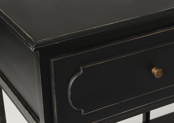 Console double en bois noir, 2 tiroirs et double plateaux 110x40x90cm ACADEMIE