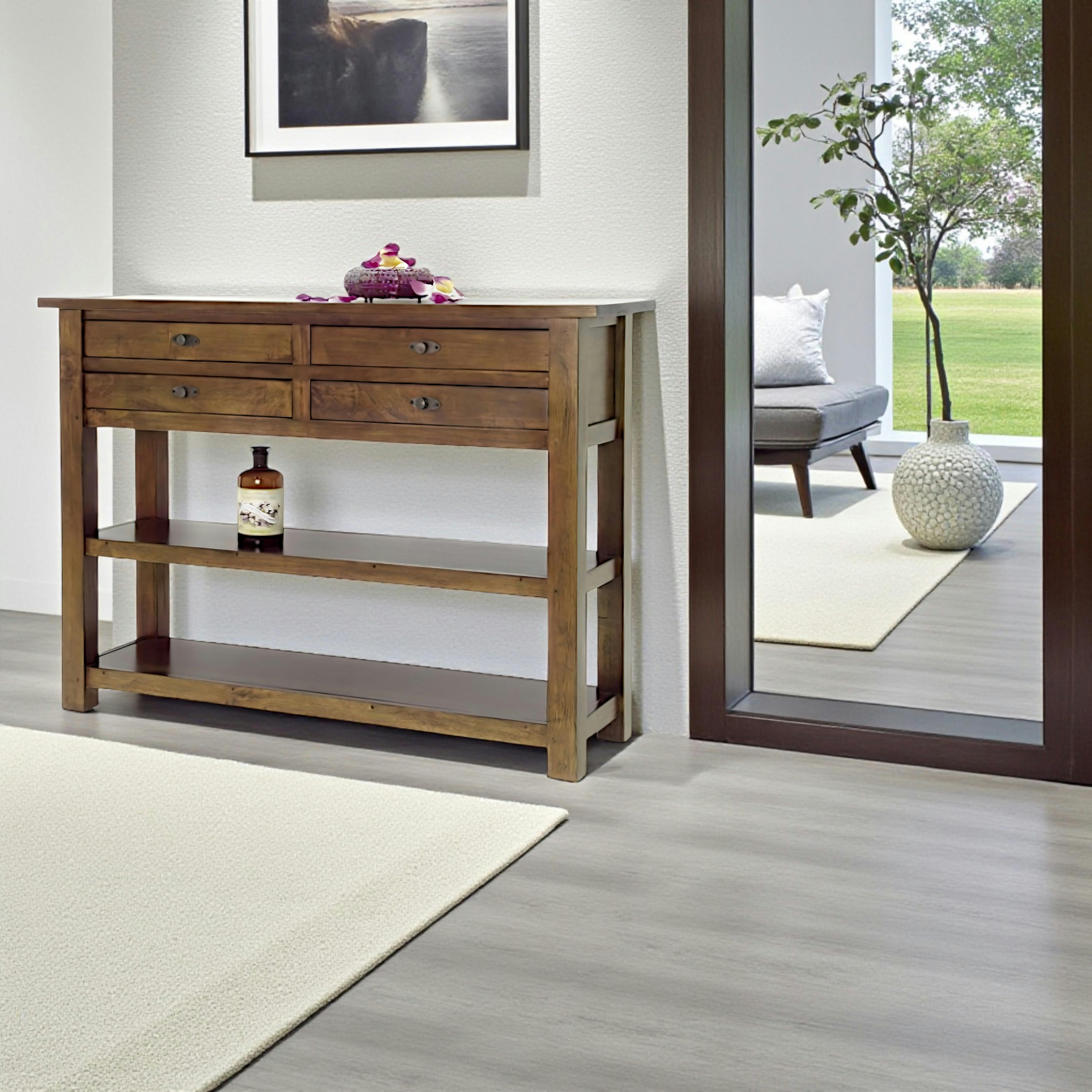 Console drapier avec tiroirs bois hévéa 125cm TRADITION