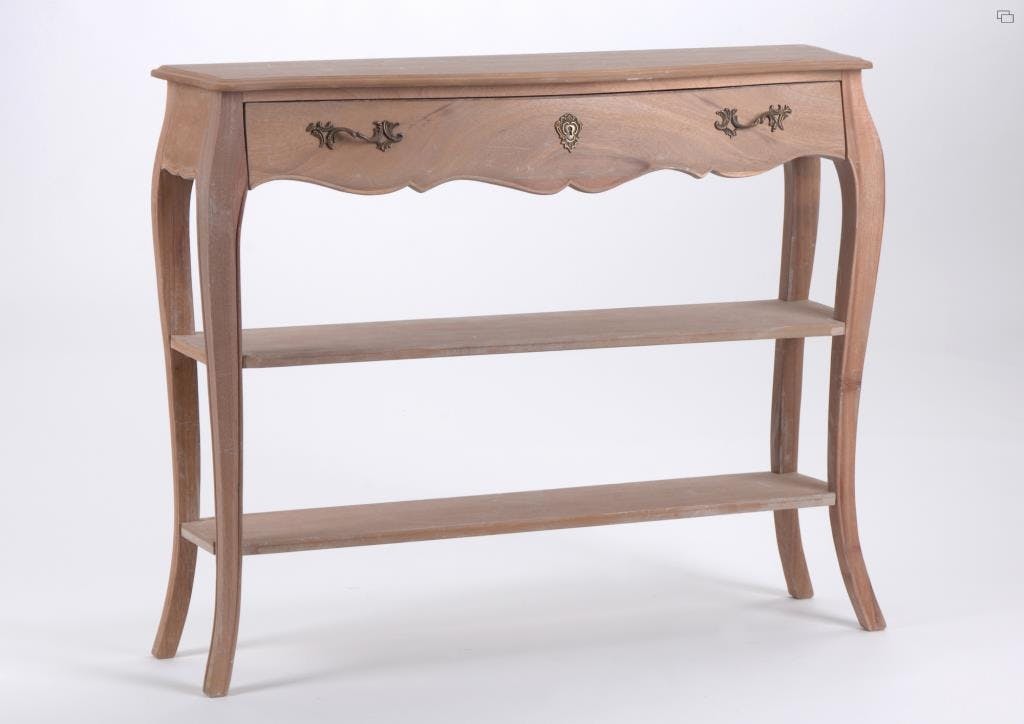 Console drapier baroque 1 tiroir bois brut 110 cm MURANO L 110 x P 30 x  H 90 AMADEUS