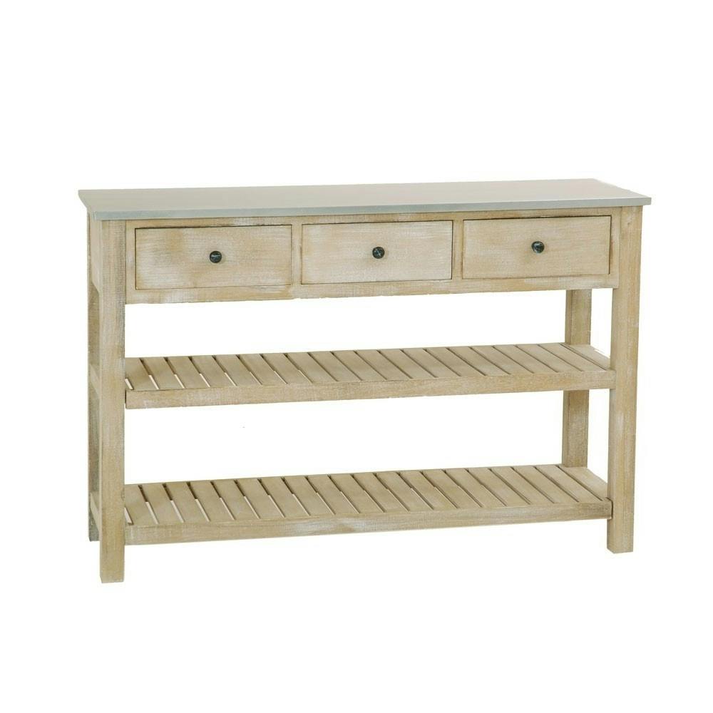 Console drapier bois lazuré blanc 120cm SANDRA
