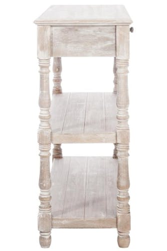 Console drapier bois naturel patiné grisé blanchi 3 niveaux avec 1 tiroir L97xP35xH80,5cm PAOLIA