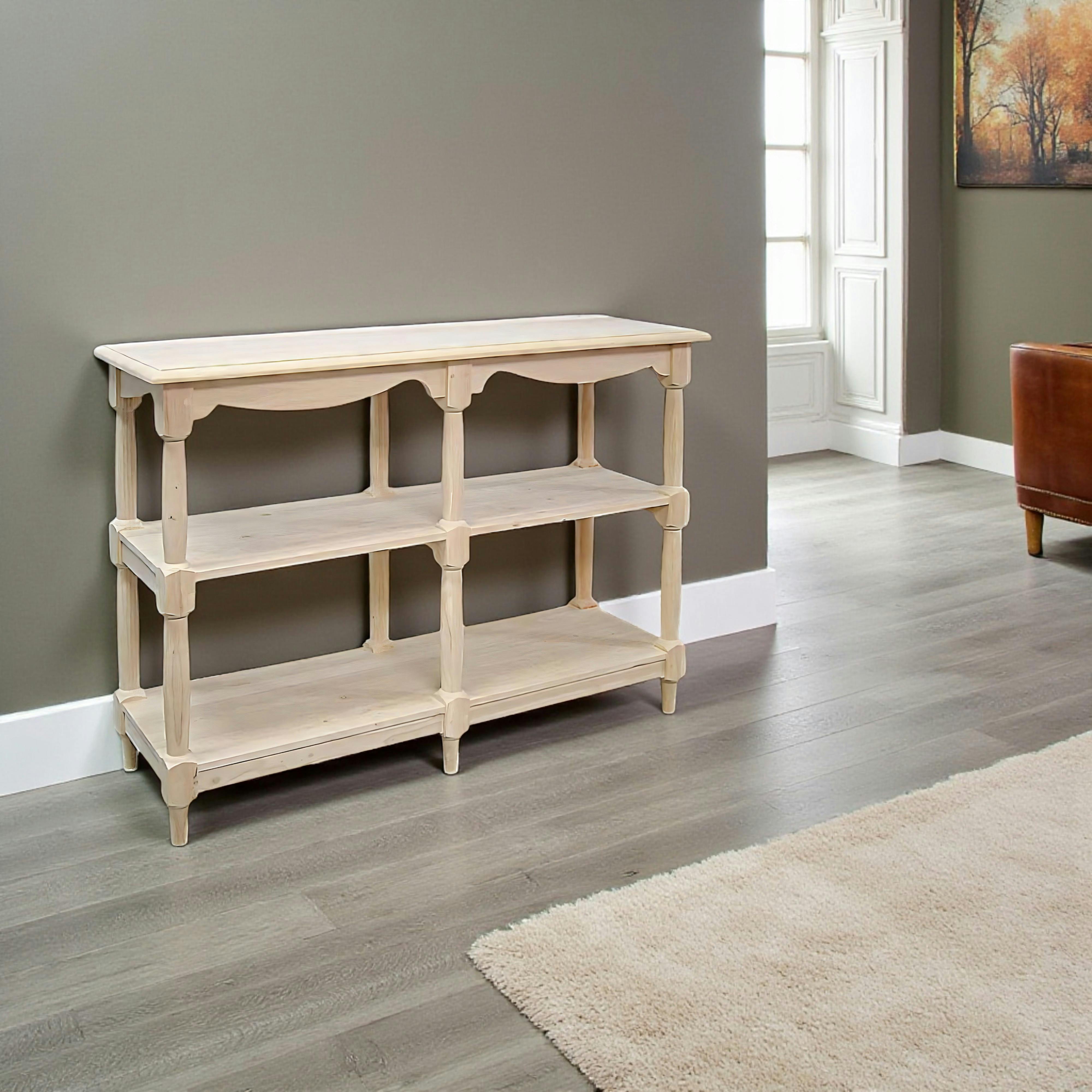 Console Drapier Hévéa 3 plateaux 125x40x90cm TRADITION