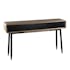 Console en Acacia massif couleur naturelle 3 tiroirs noirs et pieds métal 140x35x80cm PALMEIRA
