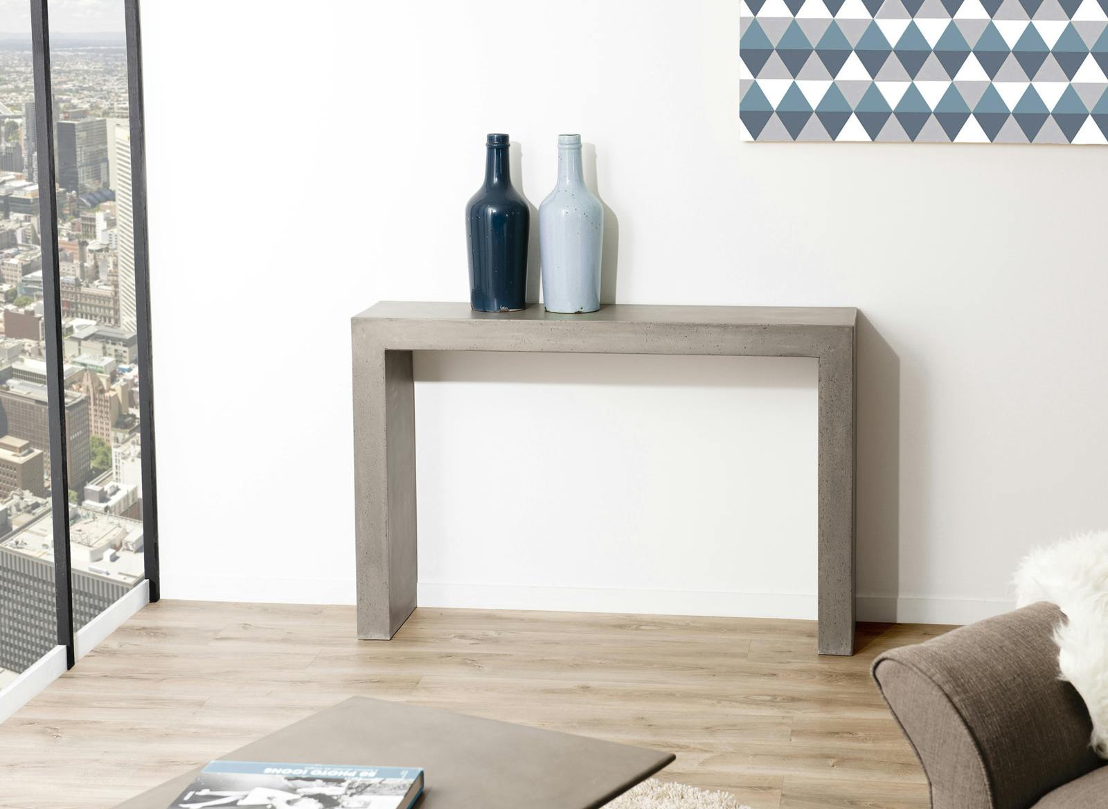 Console en Béton gris foncé 119x30x80cm NEAL
