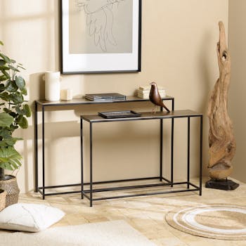 Console en métal aluminium doré et noir (lot de 2) ZALA