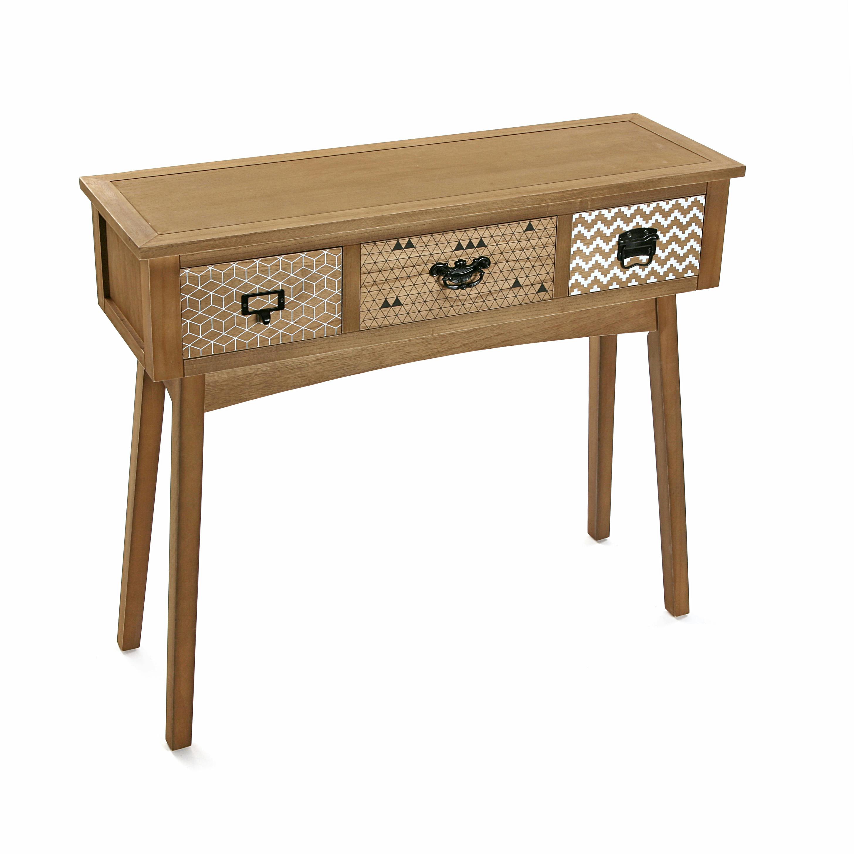 Console en pin 3 tiroirs 90x30x80,5cm GRAFT