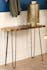 Console en racine de teck plateau bord brut et pieds en épingle